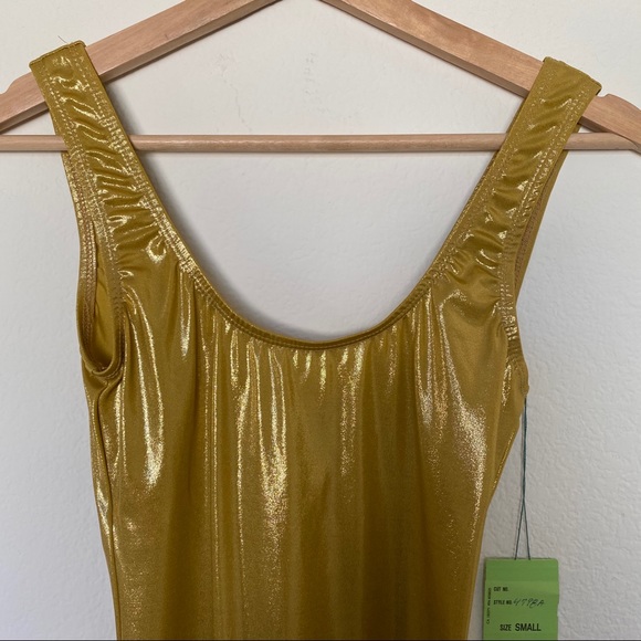 NWT Vintage Anne Klein Metallic Gold Bodysuit - Picture 3 of 8